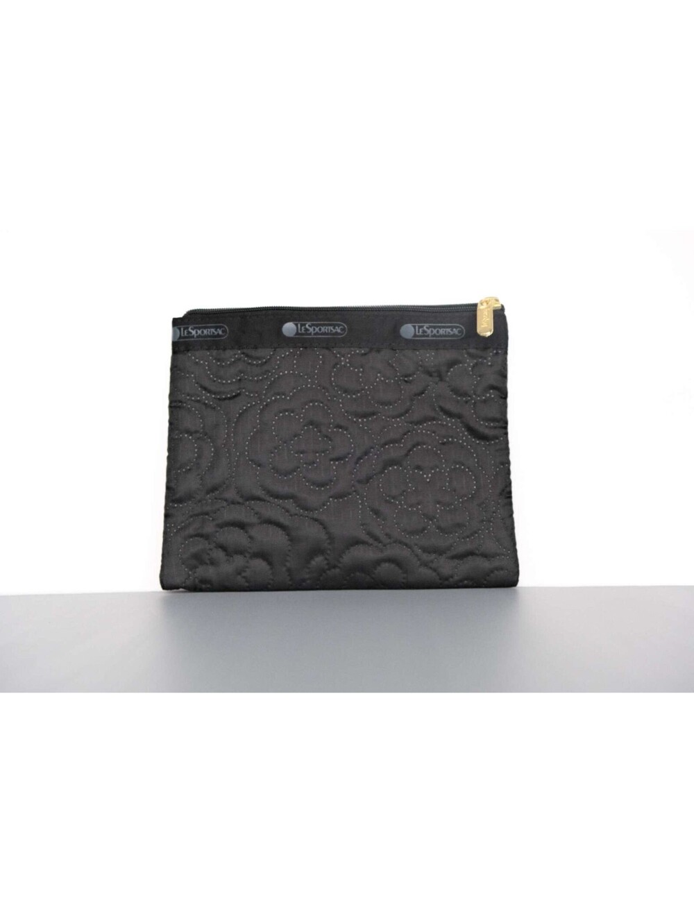 LeSportsac Black Floral Embroidered 1 Zipper Pouch NWOT